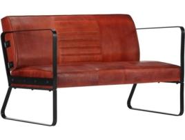 Sofá  2 lugares couro genuíno castanho