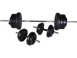 Conjunto de Barra com 2 Halteres VIDAXL (Preto - 60.5 Kg)