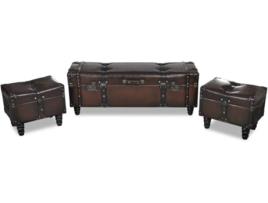 Conjunto Bancos  arrumação castanho (3 peças)