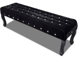 Banqueta veludo preto botões cristais