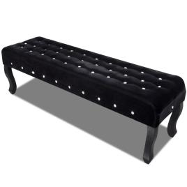 Banqueta de veludo preto com botões de cristais
