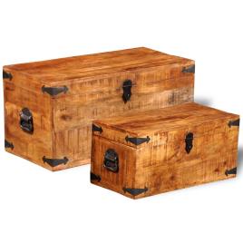 Conjunto de 2 cofres  armazenamento de Madeira de mangueira