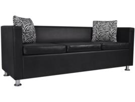 Sofá 3 lugares VIDAXL couro artificial preto