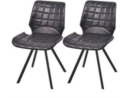 Conjunto 2 Cadeiras de Refeição VIDAXL 242784 Couro Artificial Preto