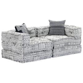 Sofá-Cama  modular 2 lugares tecido cinzento claro