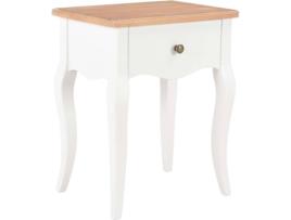 Mesa de Cabeceira ART PLANET Madeira de Pinho Maciça Branco e Castanho (40x30x50 cm)