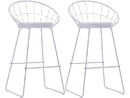 Conjunto 2 Cadeiras de Bar  Couro Artificial Branco