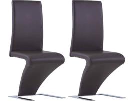 2 Cadeiras jantar VIDAXL ziguezague couro artificial castanho