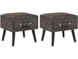 2 Mesas de Cabeceira ART PLANET Veludo Cinzento (40x35x40 cm)