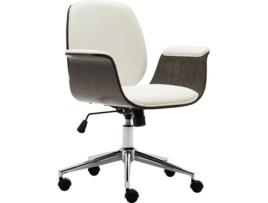 Cadeira de Escritório Operativa VIDAXL Branco Madeira Curvada (Costas baixas - Couro artificial)