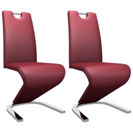 Cadeiras jantar ziguezague 2pcs couro artificial vermelho tinto