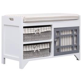 Banco de corredor 70x33,5x45 cm madeira de paulownia branco