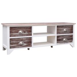 Móvel de TV 115x30x40 cm madeira paulownia branco e castanho