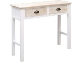 Mesa Consola  Madeira Choupo Branca e Castanha (90x30x77cm)