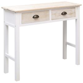 Mesa consola 90x30x77 cm madeira branco e cor natural