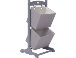 Prateleira  cestos 2 níveis Madeira cinzento escuro (35x35x72 cm)