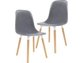 Conjunto 2 Cadeiras de Refeição VIDAXL 248238 Plástico Cinzento