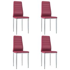 Cadeiras de jantar 4 pcs couro artificial vermelho