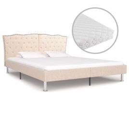 Cama com colchão 180x200 cm tecido bege