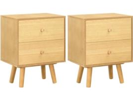 2 Mesas de Cabeceira ART PLANET Madeira de Pinho Maciça (40x30x50 cm) 
