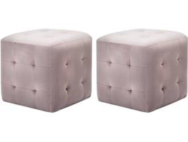 Pufe 2 pcs 30x30x30 cm veludo rosa