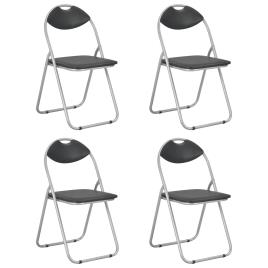 4 Cadeiras  jantar dobráveis couro artificial preto
