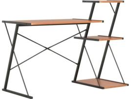 Secretária  Com prateleira Preto e Castanho (116x50x93cm)