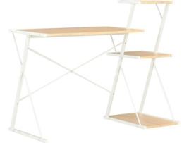 Secretária VIDAXL com prateleira (116x50x93cm -  Branco e Carvalho)