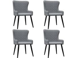 Conjunto 4 Cadeiras de Refeição  278803 Tecido Cinzento Claro
