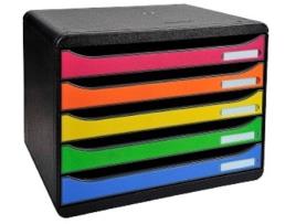 Arquivador  308798D (Preto - Gavetas Coloridas - 27x35.5x27cm)