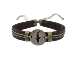 Pulseira ANJU Tubarão (Couro - Castanho - Ajustável)