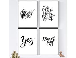 Conjunto De Lians Com Mensagens Felizes E Coloridas. Os Postters 'Pack' Um Grande Sonho '. Sem Quadro