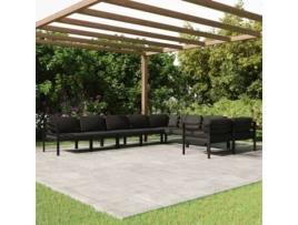 Conjunto de Relax com 9 Peças com Almofadas (64,5 x 70 x 64,5 - Alumínio - Cinzento)