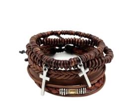 Pulseira ANJU (Couro - Castanho - Ajustável)