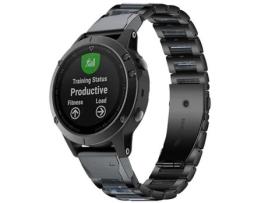 Bracelete Aço Inoxidável + Resina Safira para Garmin Forerunner 945 Lte