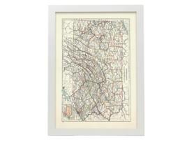 Cartazes Geográficos De NACNIC Em Estilo Vintage Mapa Da Pensilvânia De 1885 Ilustrações De Ex Mapamundis Em Tons De Sépia Tamanho A4 Com Quadro Preto