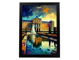 NACNIC Palace Poster De Versalhes No Estilo De Tinta A Óleo Ilustrações De Monumentos E Cidades Em Estilo Fotográfico Em Cores A4 Black Frames