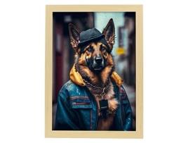 NACNIC Pastor Alemão Otimista Em Estilo De Fotografia Em Cores Ilustrações Engraçadas Realistas De Animais Com Roupas Humanas A3 Madeira De Madeira