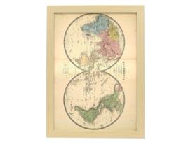 Cartazes Geográficos De NACNIC Em Estilo Vintage Mapamundi Em Hemisférios Ilustrações De Antigos Mapamundis Em Tons De Sépia A4 Com Armação Branca