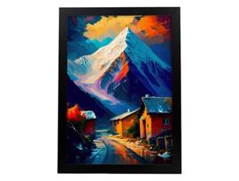 Poster NACNIC De Lhotse No Estilo De Tinta A Óleo Ilustrações De Monumentos E Cidades Em Estilo Fotográfico Em Cores A3 Black Frames