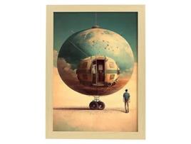 NACNIC Autocaravan Poster No Serralismo Cinematográfico Ilustrações E Gravuras De Desenhos Animados Abstratos E Artísticos Para A3 Wood Marcos