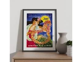 NACNIC Poster Publicação De Viagem Antigo Dos Eua Ao Havaí Ilustrações De Anúncios Vintage Para Decoração De Interiores A3 Com Quadro Branco