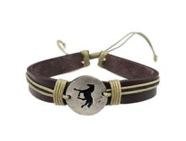Pulseira ANJU Cavalo (Couro - Castanho - Ajustável)