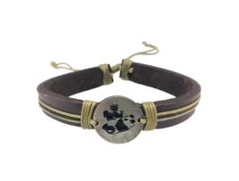 Pulseira ANJU Panda (Couro - Castanho - Ajustável)
