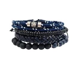 Pulseira ANJU (Couro - Azul - Ajustável)