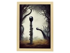 NACNIC Oboe Placa Himblelha No Estilo De T Burton Ilustrações De Cenas E Lugares Inspirados Na Arte Gótica E Escura A3 Madeira De Madeira