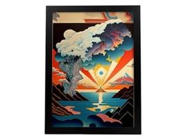 NACNIC Eye Of Deus No Estilo Da Arte Japonesa Ukiyo Paisagens Abstratas E Surreais Nas Ilustrações Design De Interiores E Decoração A4 Black Frames