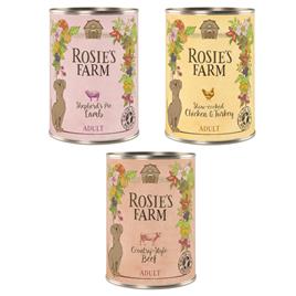 Rosie's Farm Adult 6 x 400 g  - Pack misto I: frango, vaca, cordeiro