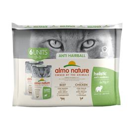 Almo Nature Holistic Anti Hairball 70 g - Pack misto: 12 x com frango e 12 x com vaca