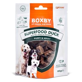 Boxby Superfood snacks com pato, ervilhas e mirtilos para cães - 120 g